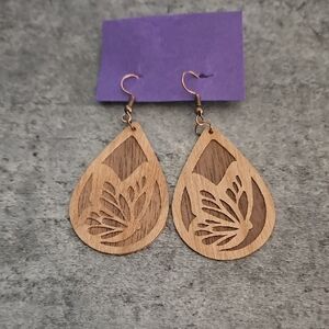 Hand Crafted Wood Veneer Teardrop Earrings